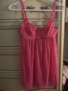 Y2K Pink Lace-Detail Babydoll